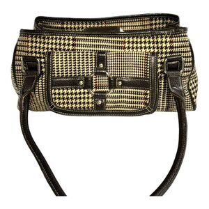 Chaps Houndstooth Handbag Vintage Purse Shoulder Bag With Leather Accents 12 X7